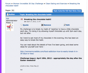 "30 day challenge forum"